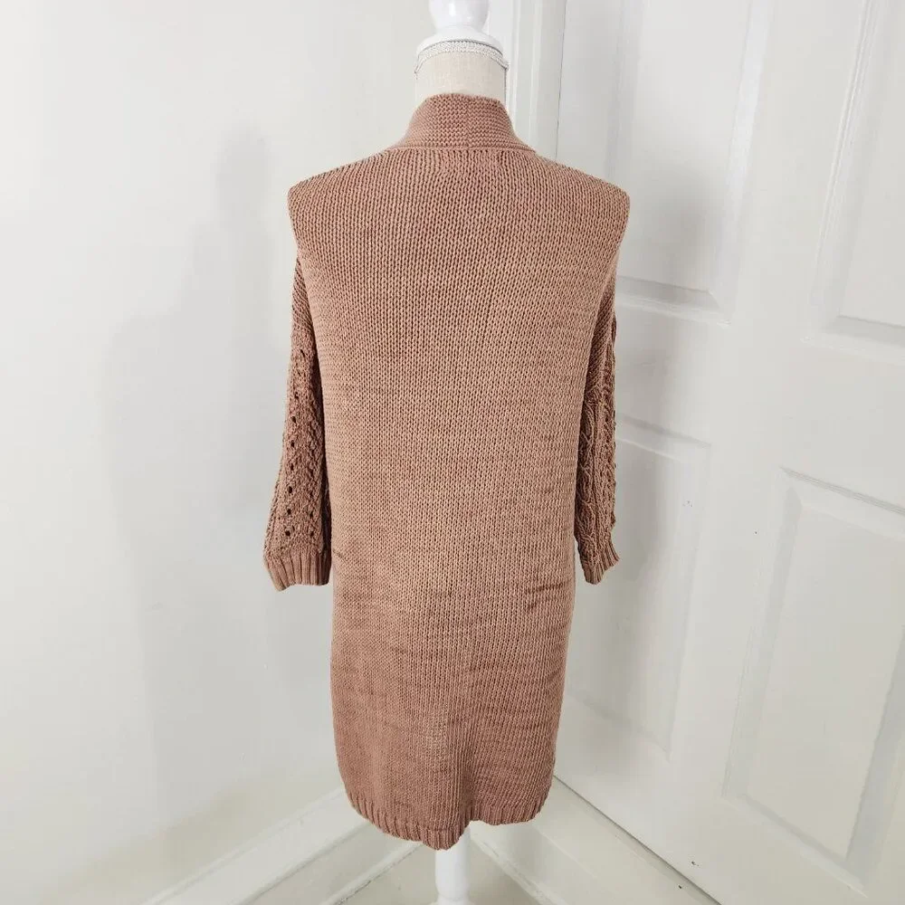 Johnny Was Sweater Womens M Neutral Beige Calme Cardigan Tunic Boho Western - Picture 12 of 13
